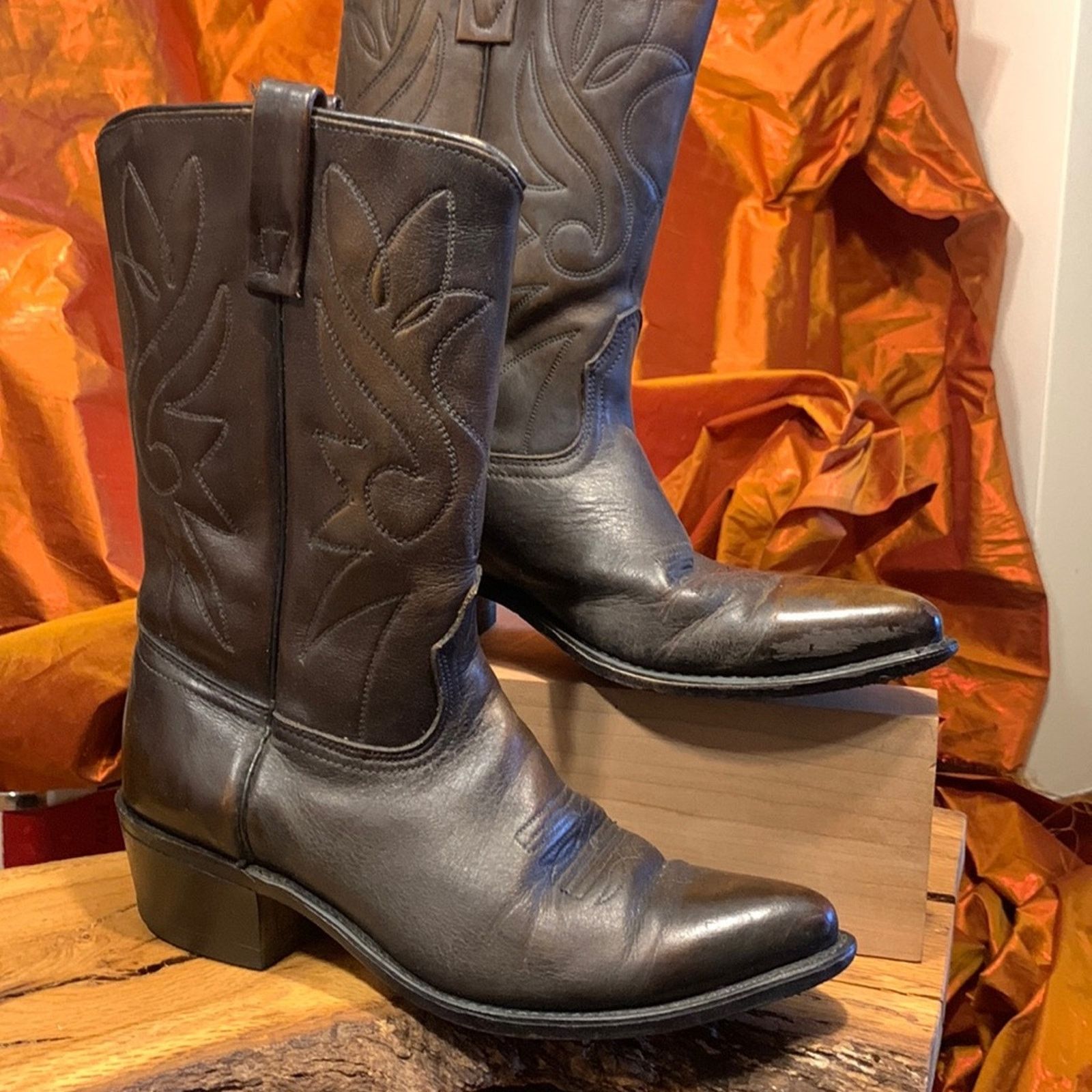 Acme Clothing Acme brown leather flame stitched Western cowboy boots Size US 9 / EU 42 - 1 Thumbnail