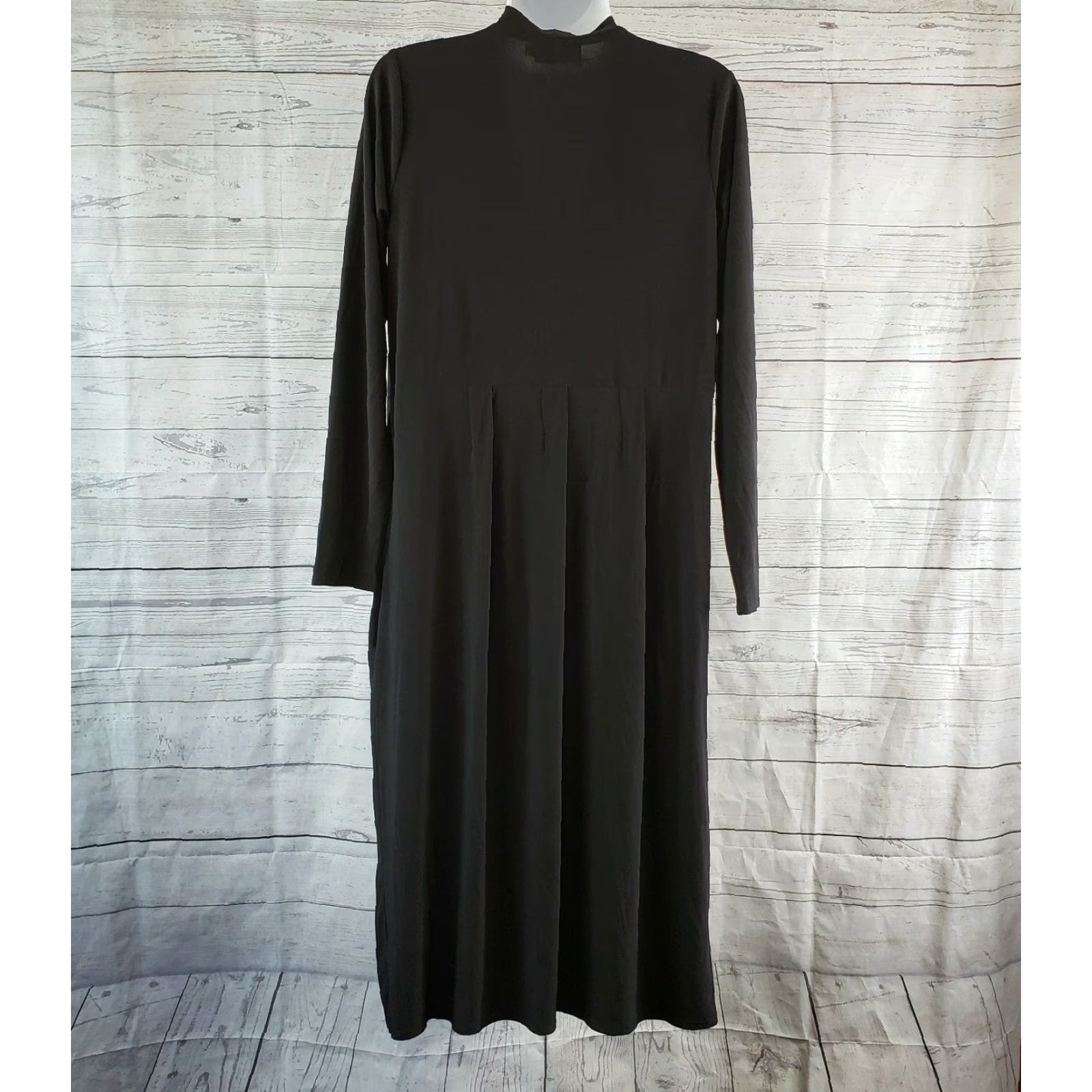 Vintage Fenini Womens Dress Sz Small Solid Black Long Sleeve Button Front V-Neck Size S / US 4 / IT 40 - 4 Thumbnail