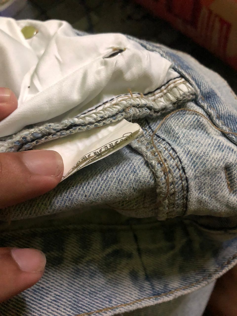 Faded Blue Cross Patch Denim pants