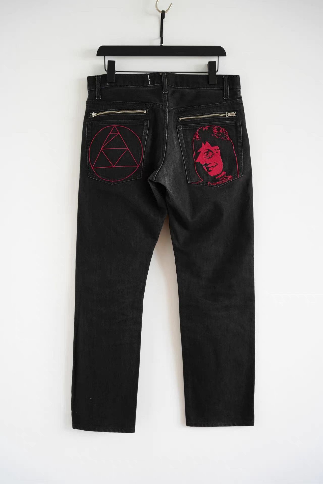 Undercover Black Denim Jeans with Red Graphic Back Pockets Size US 32 / EU 48 - 1 Thumbnail