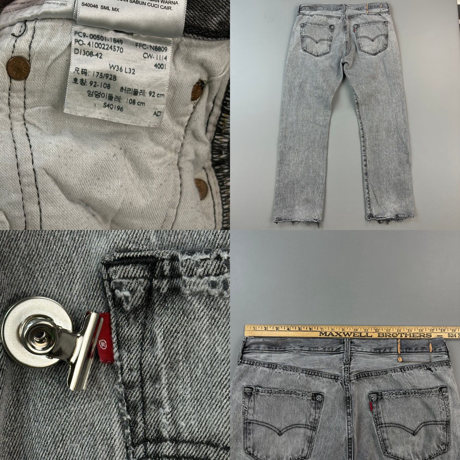 Levi's VINTAGE Levi's 501 Jeans Mens 36x32 Acid Wash Original Fit Distressed Button Fly Size US 36 / EU 52 - 9 Thumbnail