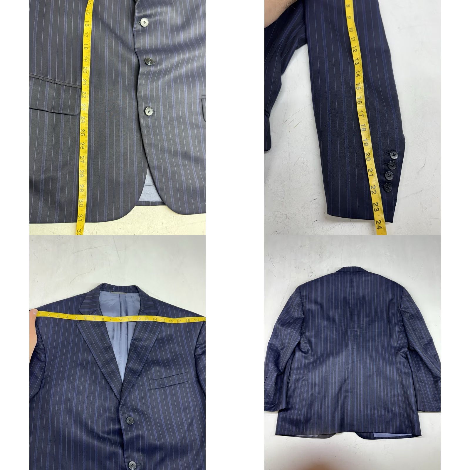 Vintage VINTAGE Tom James Suit Mens 46R Blue Striped 3 Button Wool Pants 31x32 Holland Sherry Size 46R - 8 Thumbnail