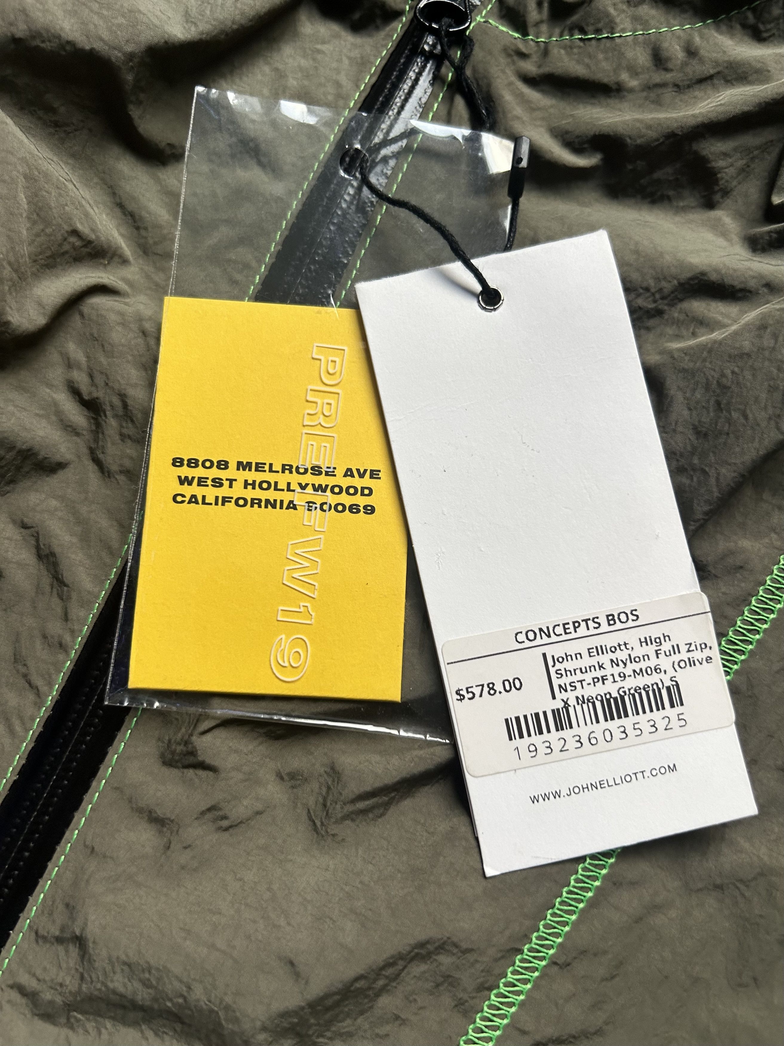 John Elliott John Elliott High Shrunk Nylon Full Zip Olive X Neon Green Size US S / EU 44-46 / 1 - 6 Thumbnail