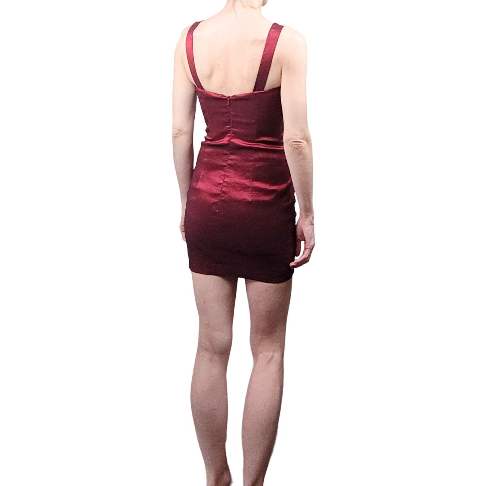 Jessica McClintock Vintage Jessica McClintock Bodycon Dress Womens 2 Red Satin Size XS / US 0-2 / IT 36-38 - 3 Thumbnail