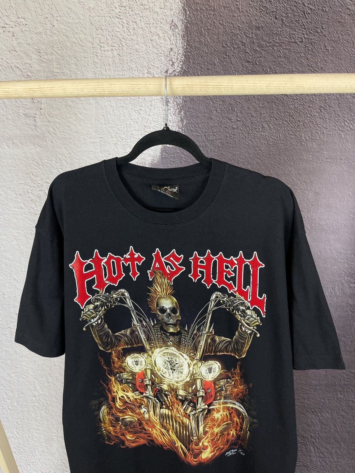 Band Tees Rock Chang Hot as hell vintage skull ghost rider tee Size US XL / EU 56 / 4 - 3 Thumbnail