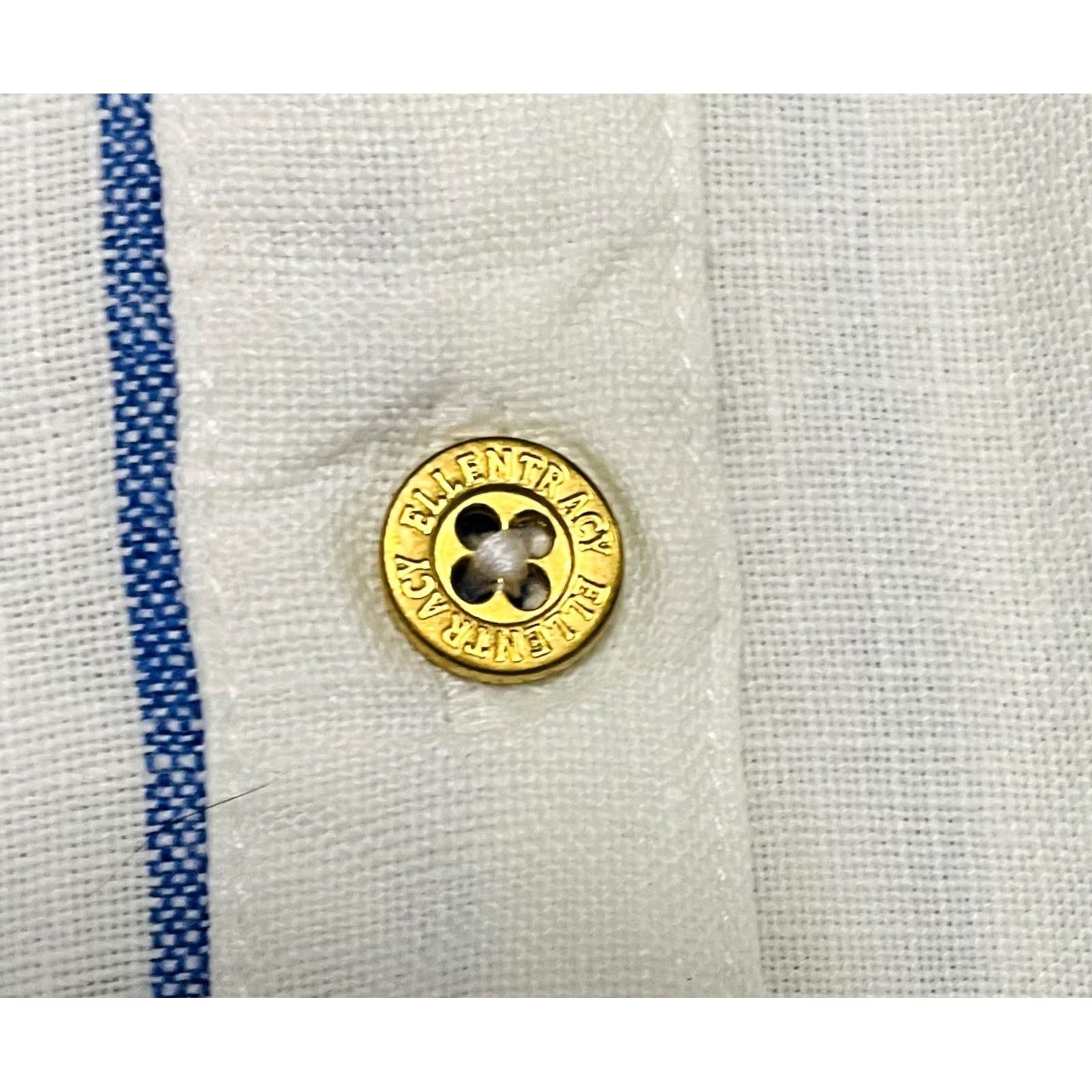 Vintage VINTAGE Ellen Tracy Shirt Womens 3/4 Sleeve Pullover Medium White Blue Green Chambray Buttoned Collar Casual 90s Regular Knit/ Cotton Blend Size M / US 6-8 / IT 42-44 - 6 Thumbnail