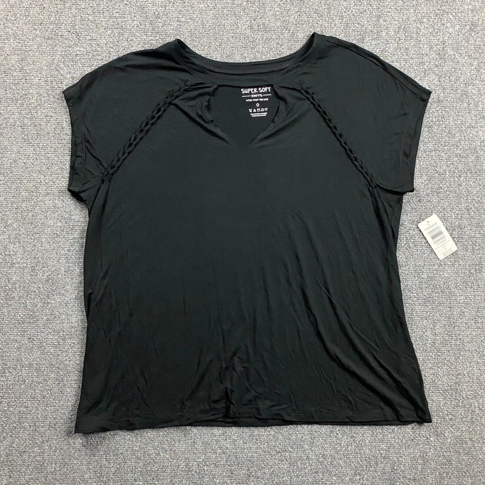 Torrid Torrid Top Womens Size 0 Black Knits Half Sleeve Rayon NWT Size XS / US 0-2 / IT 36-38 - 1 Thumbnail