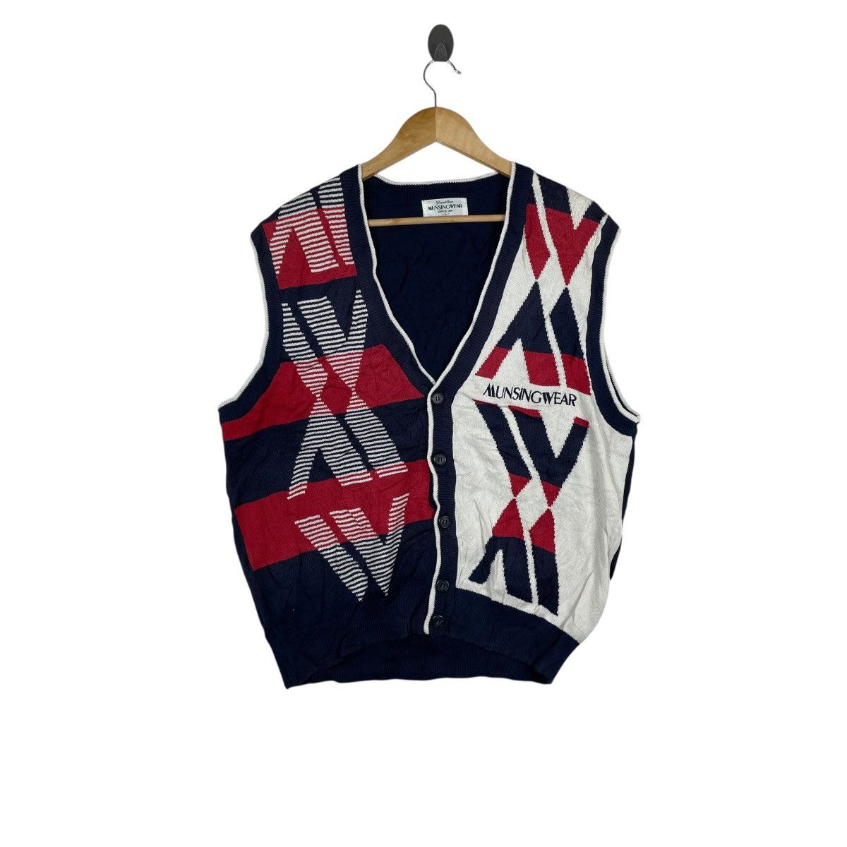 Vintage Vintage 90s Munsingwear Japan Cardigan Knitwear Sweater Size US L / EU 52-54 / 3 - 1 Thumbnail