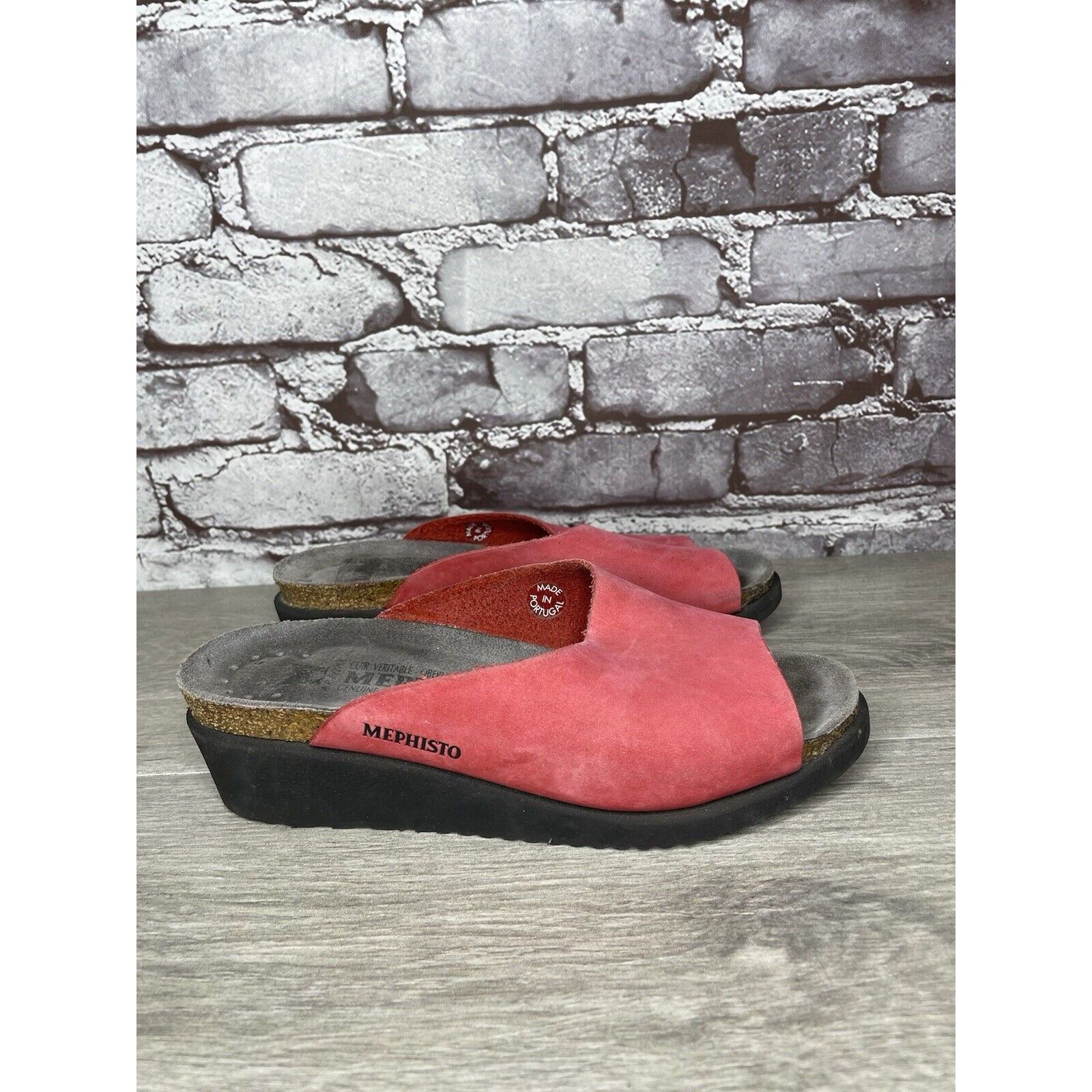 Mephisto Mephisto Lisane Pink Nubuck Leather Slide Cork Wedge Sandals Size US 6 / IT 36 - 5 Thumbnail