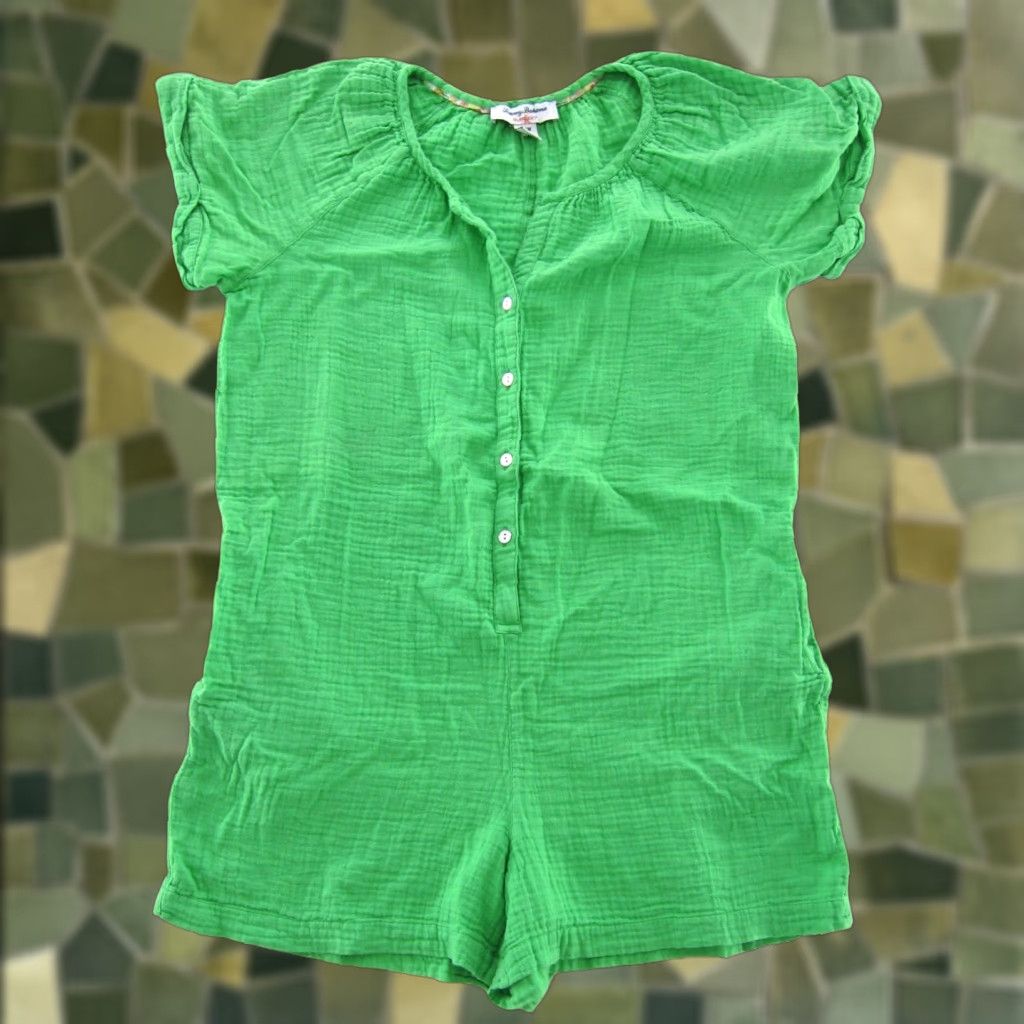 Tommy Bahama Tommy Bahama Green Cotton Gauze Short Sleeve Pocket Shorts Romper Jumpsuit M Size 32" / US 10 / IT 46 - 1 Thumbnail