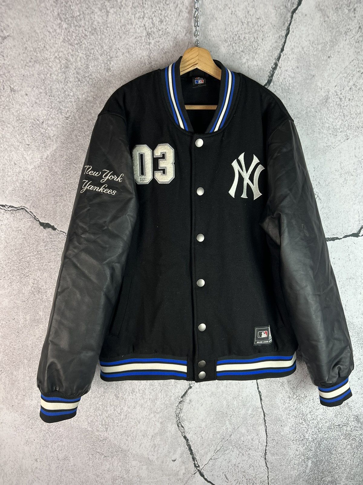 Vintage MLb jackets Yankees Leather bomber Jacket orders Size XXL