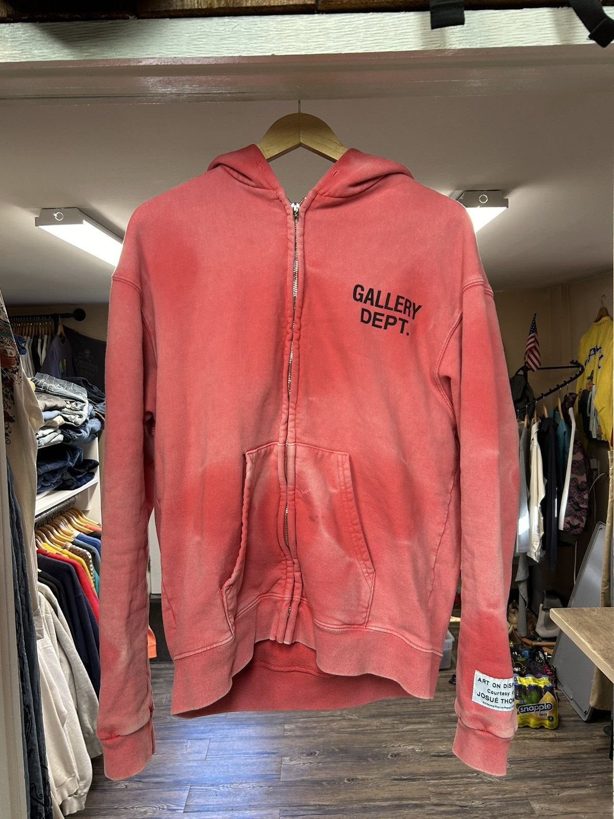 image of Gallery Dept. Faded Red Zip-Up Hoodie, Men's (Size Medium)
