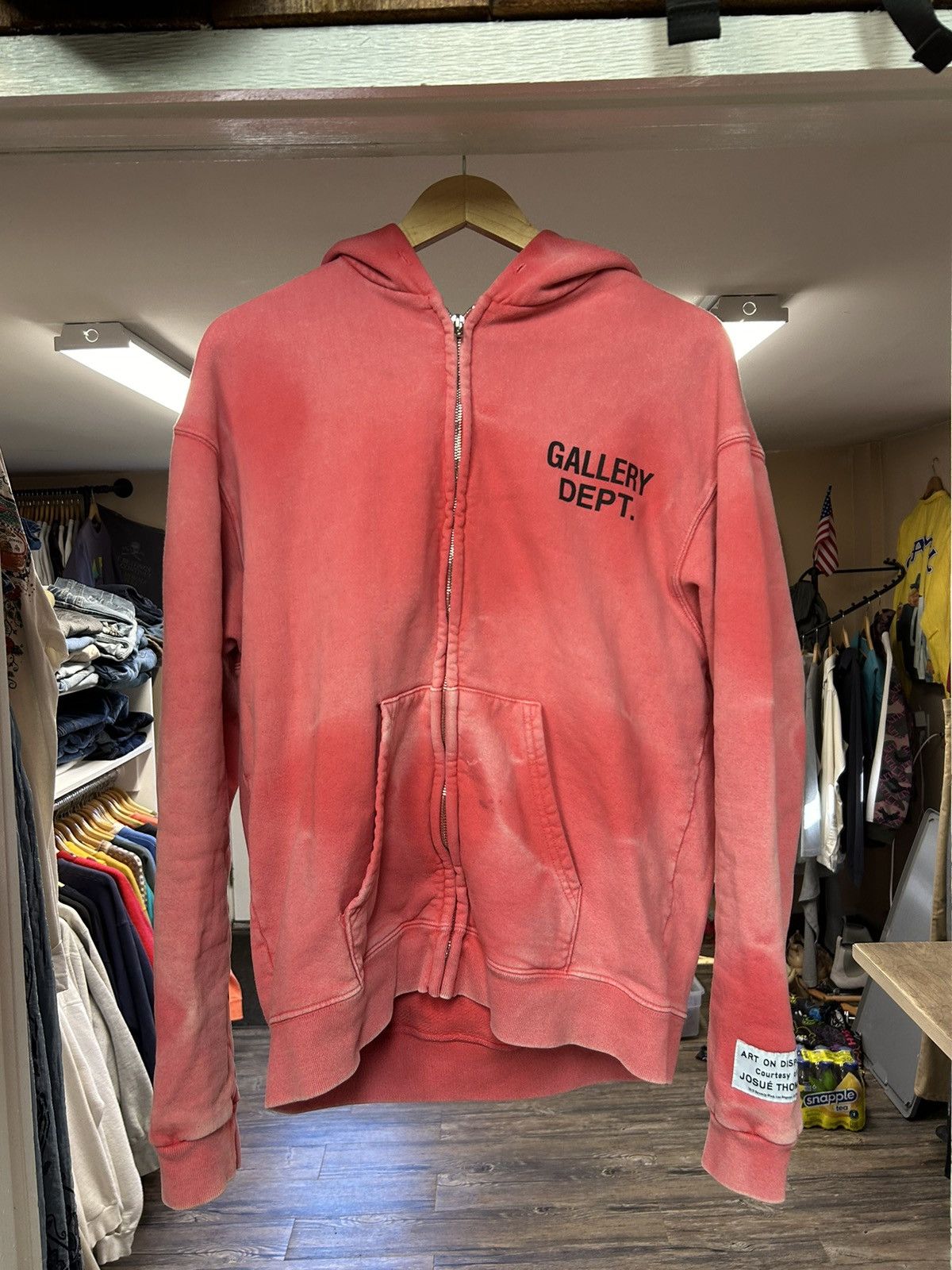 Pre-owned Gallery Dept. . Faded Red Zip-up Hoodie