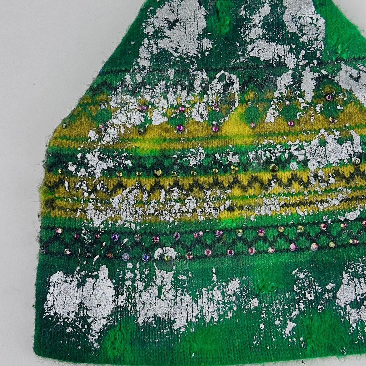 ASTROBOI* 'LIME DECAY' GREEN FAIR ISLE RIPPED KNIT BEANIE