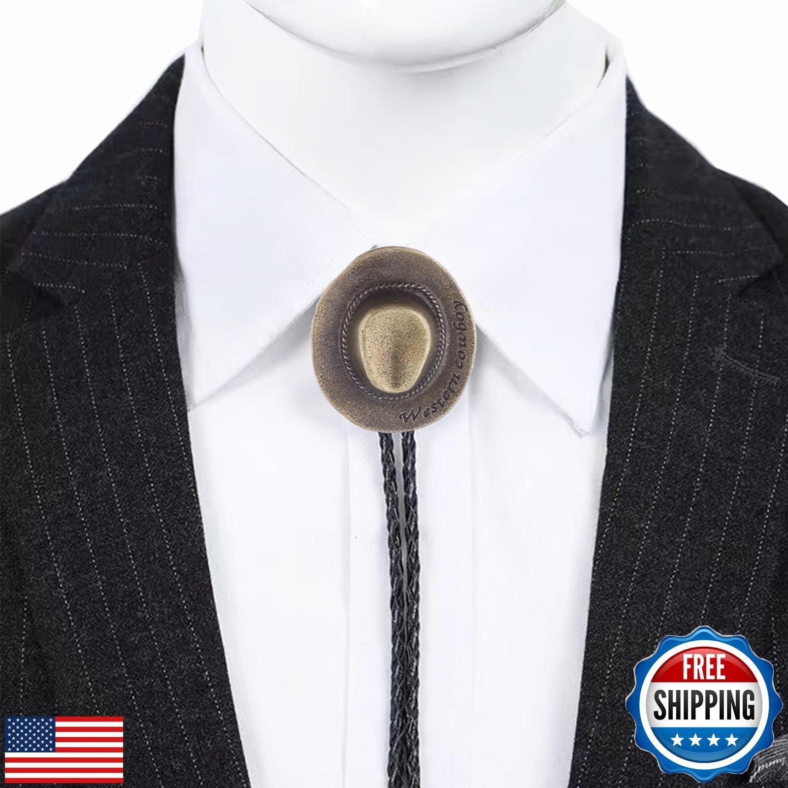 Designer Western Vintage Bolo Tie Leather Necktie Cowboy Hat New Size ONE SIZE - 5 Thumbnail