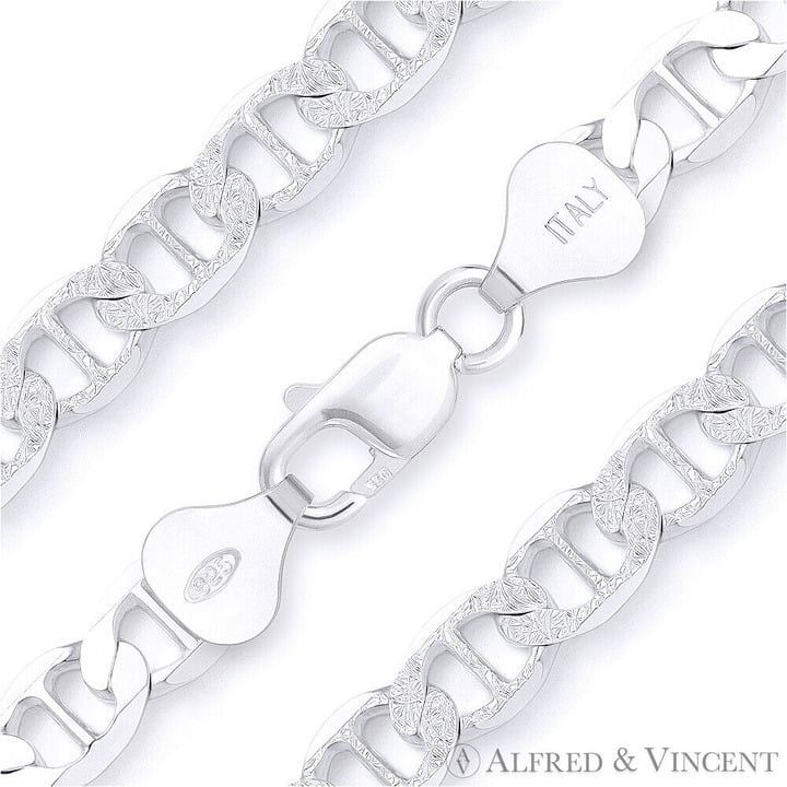 Other 9mm Marina / Mariner Pave Link Italian Chain Bracelet 9" Size ONE SIZE - 1 Thumbnail