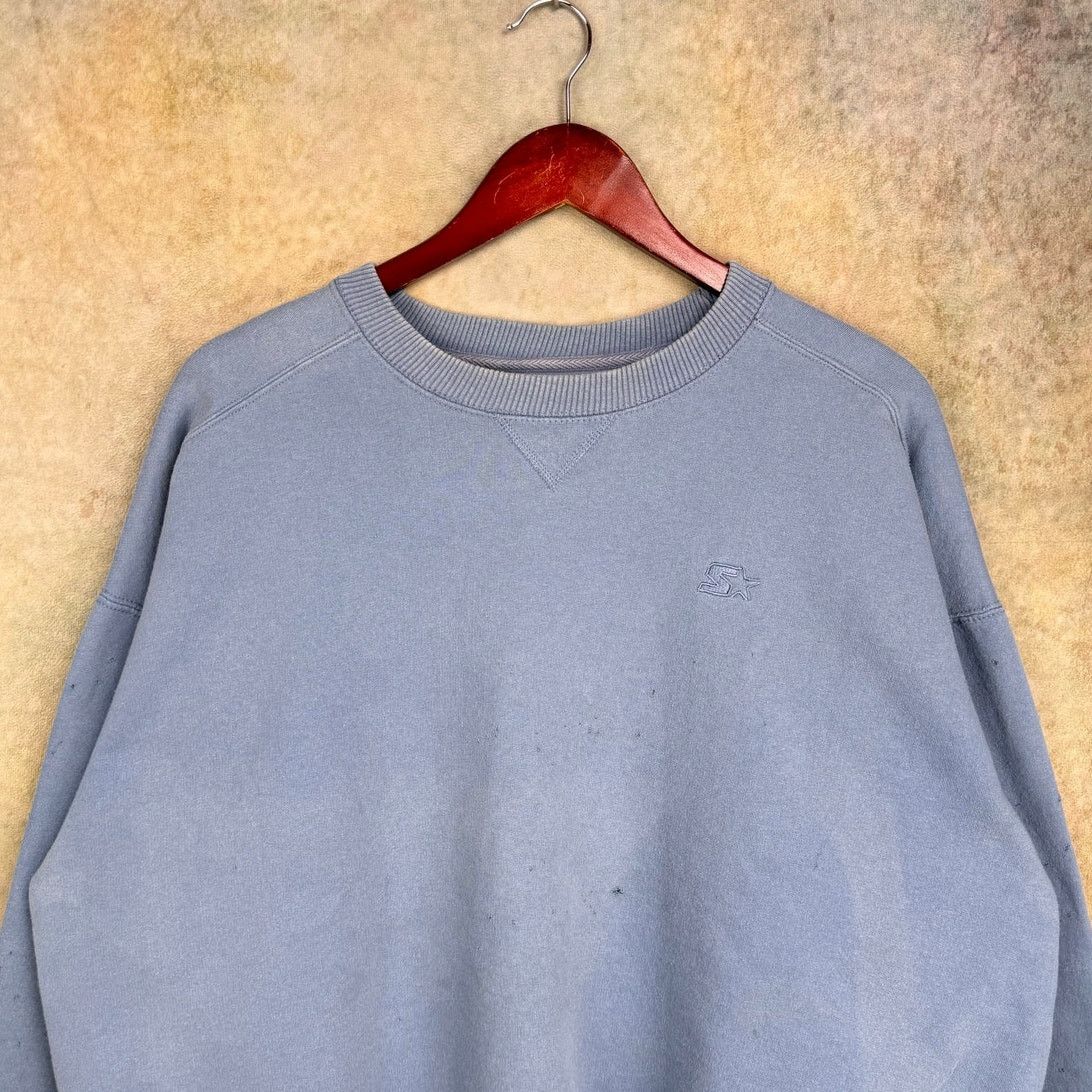 Starter × Vintage VTG 90s Starter Crewneck Sweatshirt Sz XL Light Blue Size US XL / EU 56 / 4 - 1 Thumbnail