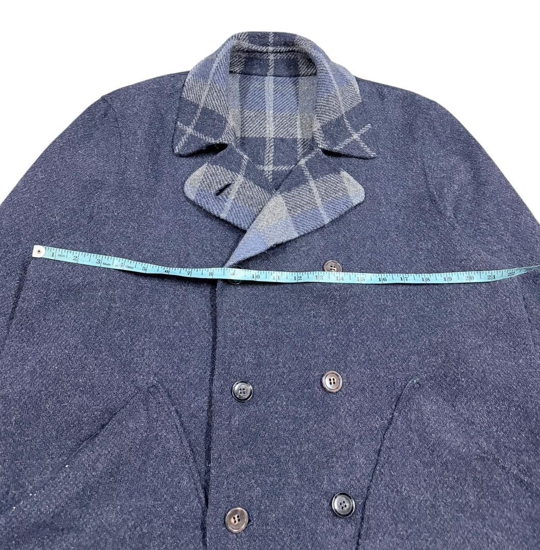 45rpm Vtg💥45rpm Indigo/Tartan Mohair Double Breasted Long Jacket Size US M / EU 48-50 / 2 - 22 Thumbnail