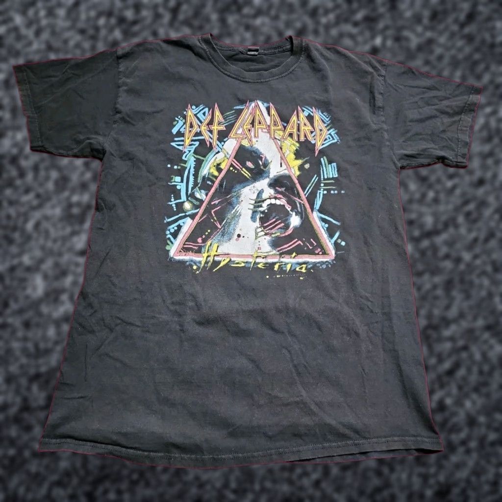 Vintage VINTAGE DEF LEPPARD Hysteria Tour 80s T-Shirt Mens Large Black Double-Sided Rock Music Size US L / EU 52-54 / 3 - 1 Thumbnail