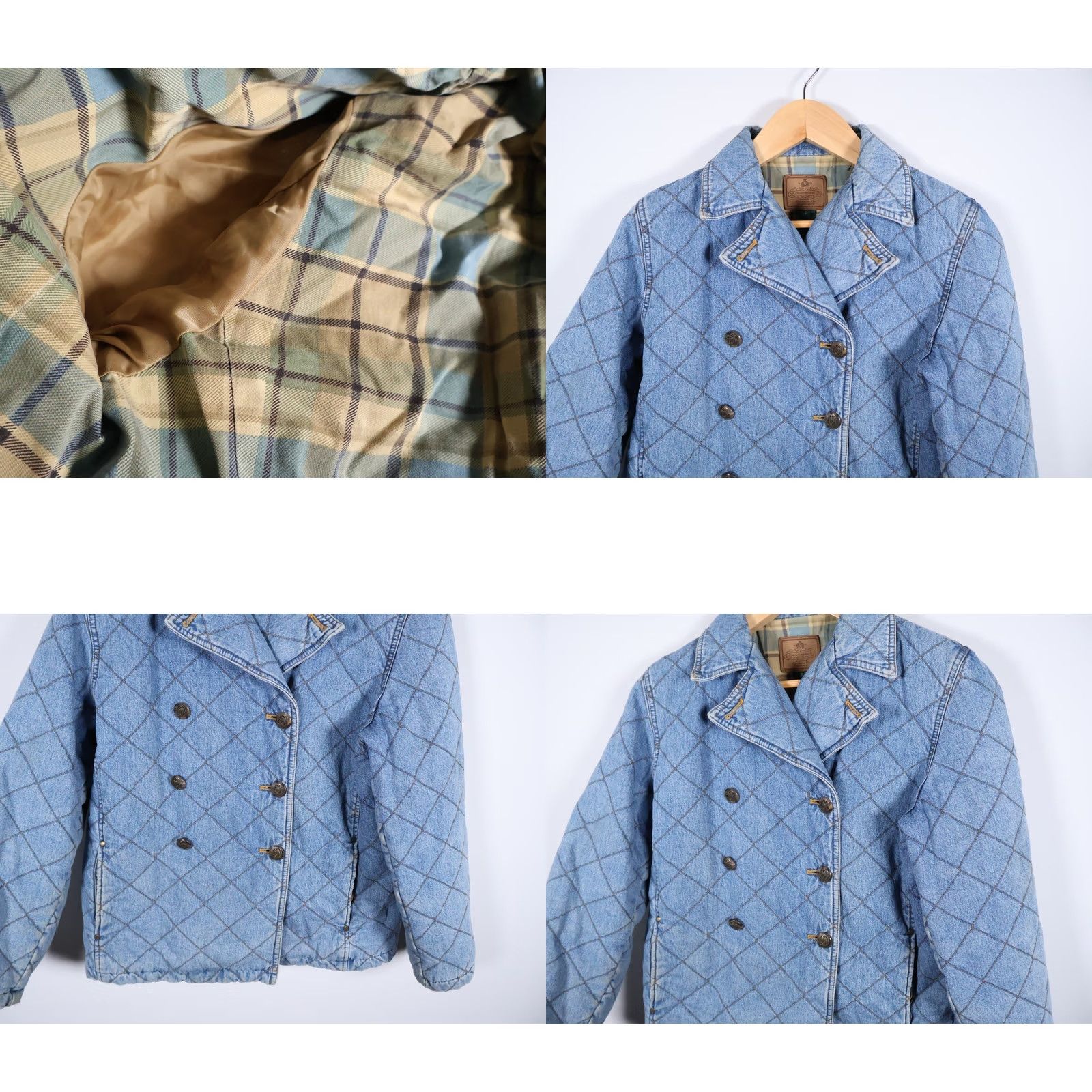 Vintage Lauren Jeans Co. Polo Ralph Blue Quilted Double Breasted Peacoat Women's Small Size 28" / US 6 / IT 42 - 10 Thumbnail