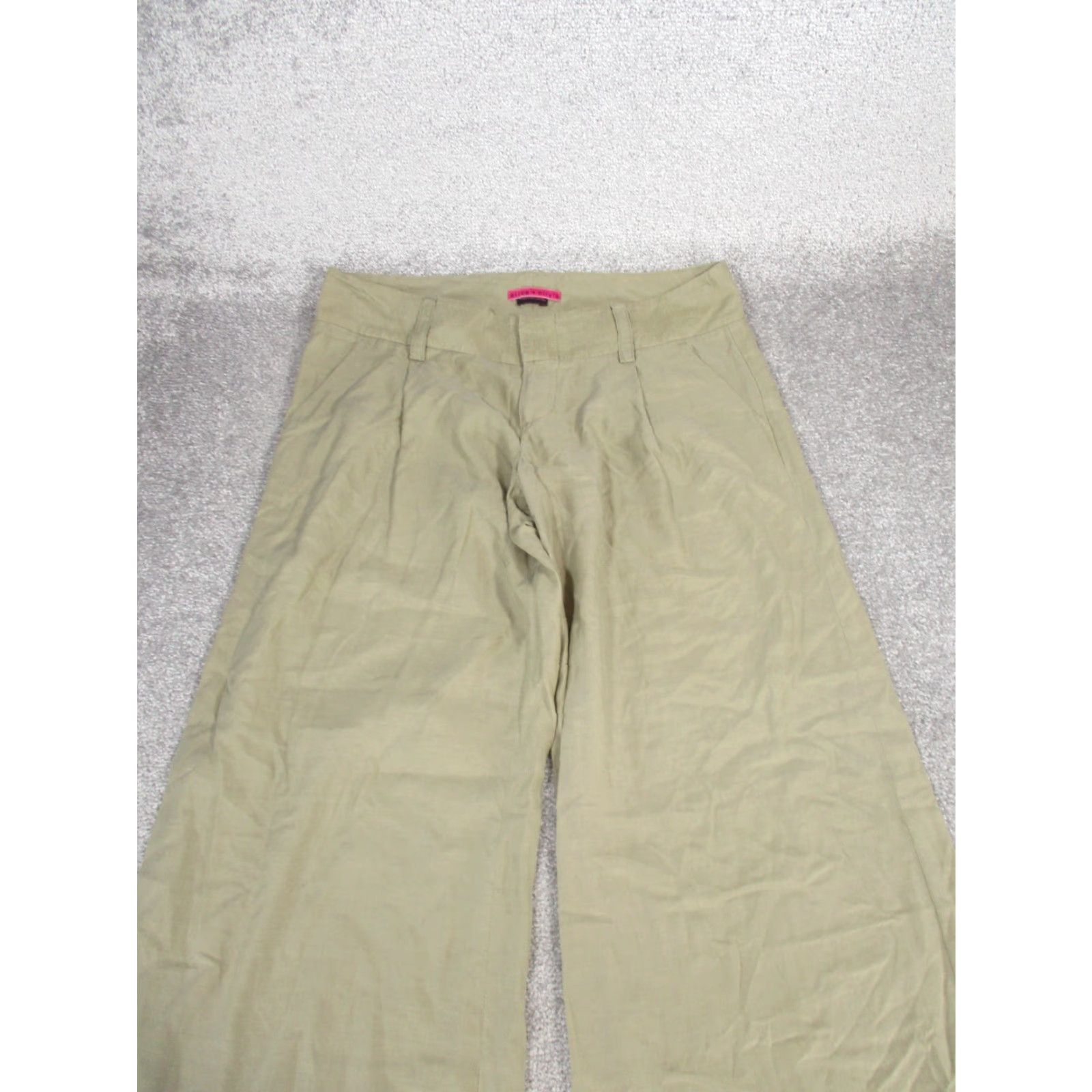 Alice + Olivia Alice + Oliva Pants Womens 34" Waist Beige Lightweight Wide-Leg Dress Pants Cotton Cupro Zip Front Flat Front Knits Regular Size 34" Women Womens Size 34" / US 12 / IT 48 - 2 Thumbnail