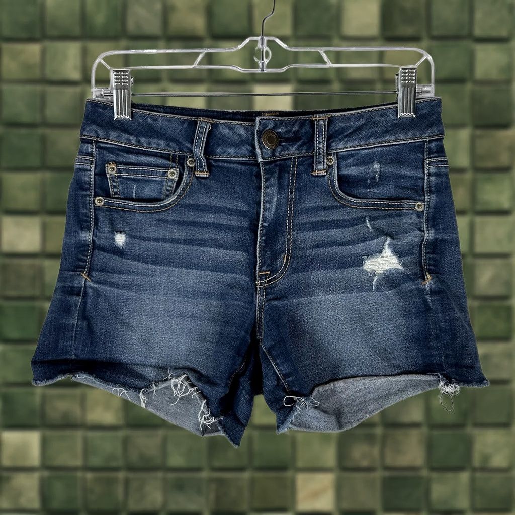 American Eagle Outfitters American Eagle Outfitters Super Stretch Jean Shorts Women's 4 Cut-Off Denim AEO Jeans Shorts Casual 4 Womens Size 27" / US 4 / IT 40 - 1 Thumbnail