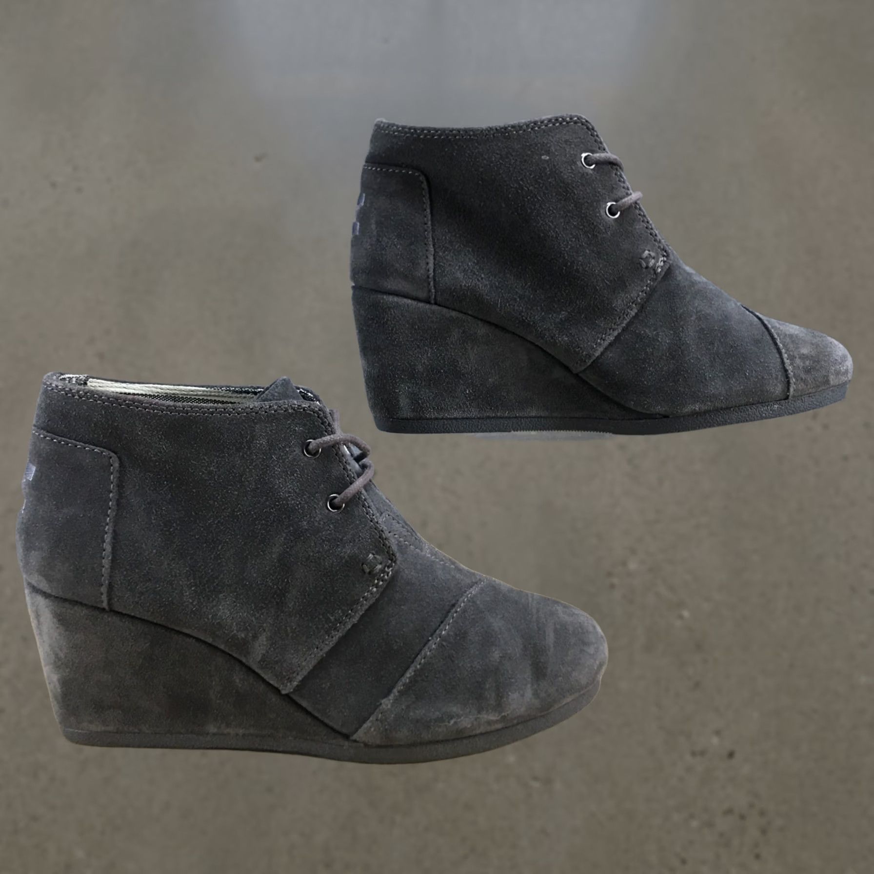 Toms TOMS Boots Womens 8 Desert Gray Lace Up Casual Comfort Round Toe Wedge Heels - Desert Boots, Women, 8, Gray, TOMS Size US 8 / IT 38 - 1 Thumbnail