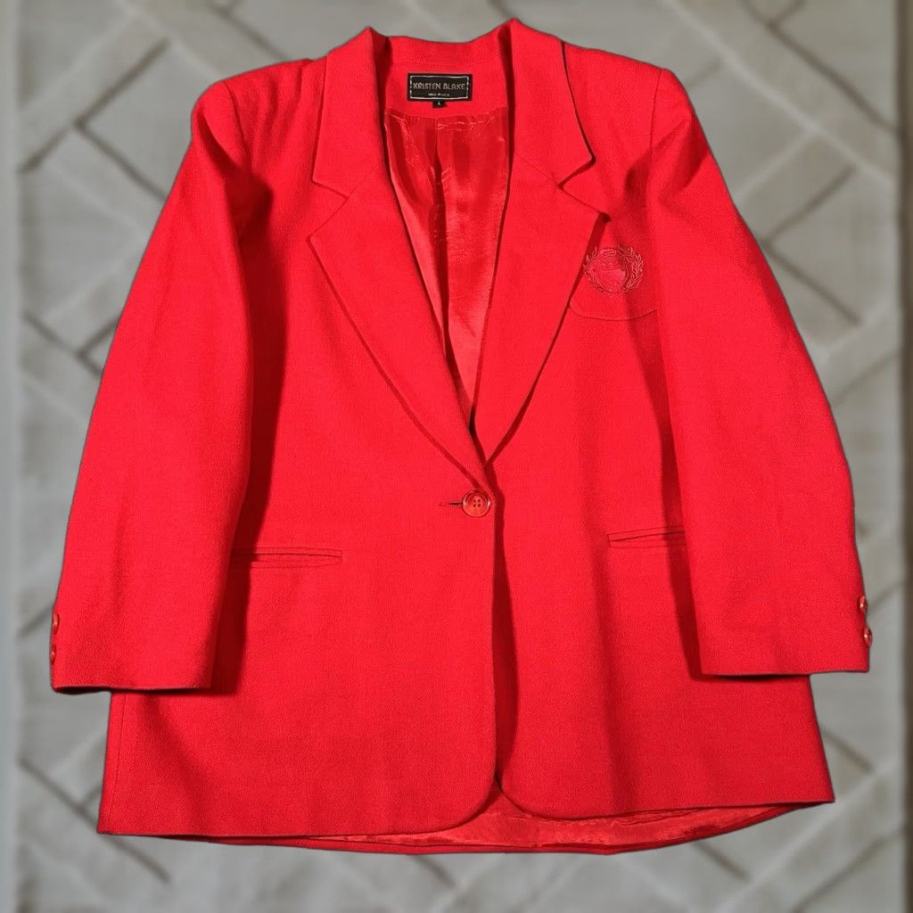 Vintage VINTAGE Kristen Blake Blazer Women’s Large Red Wool Suit Jacket Long Sleeve Formal Business 90s US Size L / US 10 / IT 46 - 1 Thumbnail