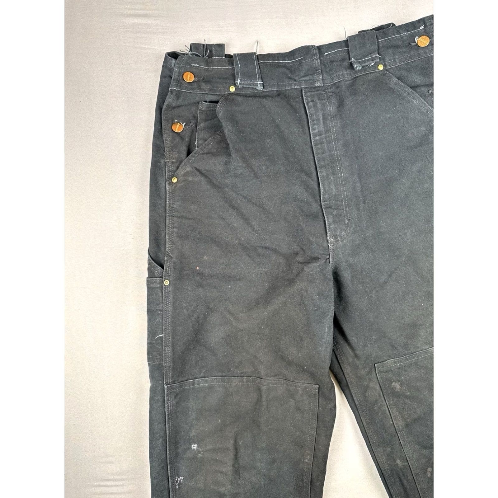 Carhartt Carhartt Reworked Double Knee Pants 33x33 - Black Canvas Workwear Distressed 90s USA Mens Carpenter Size US 32 / EU 48 - 6 Thumbnail