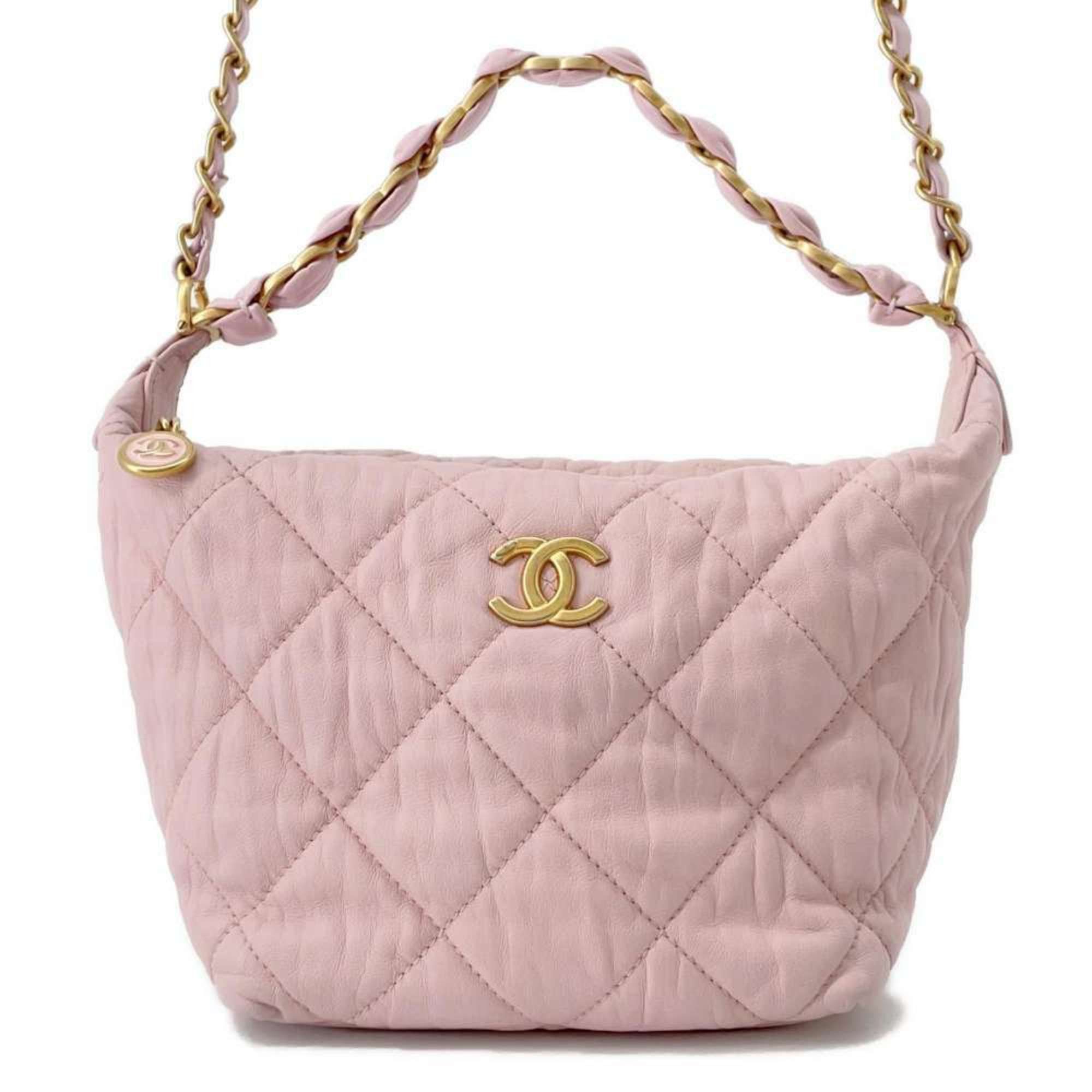 Chanel Chain Shoulder Bag Coco Mark Hobo Lambskin As2480 Chanel 2Way in Pink, Women's