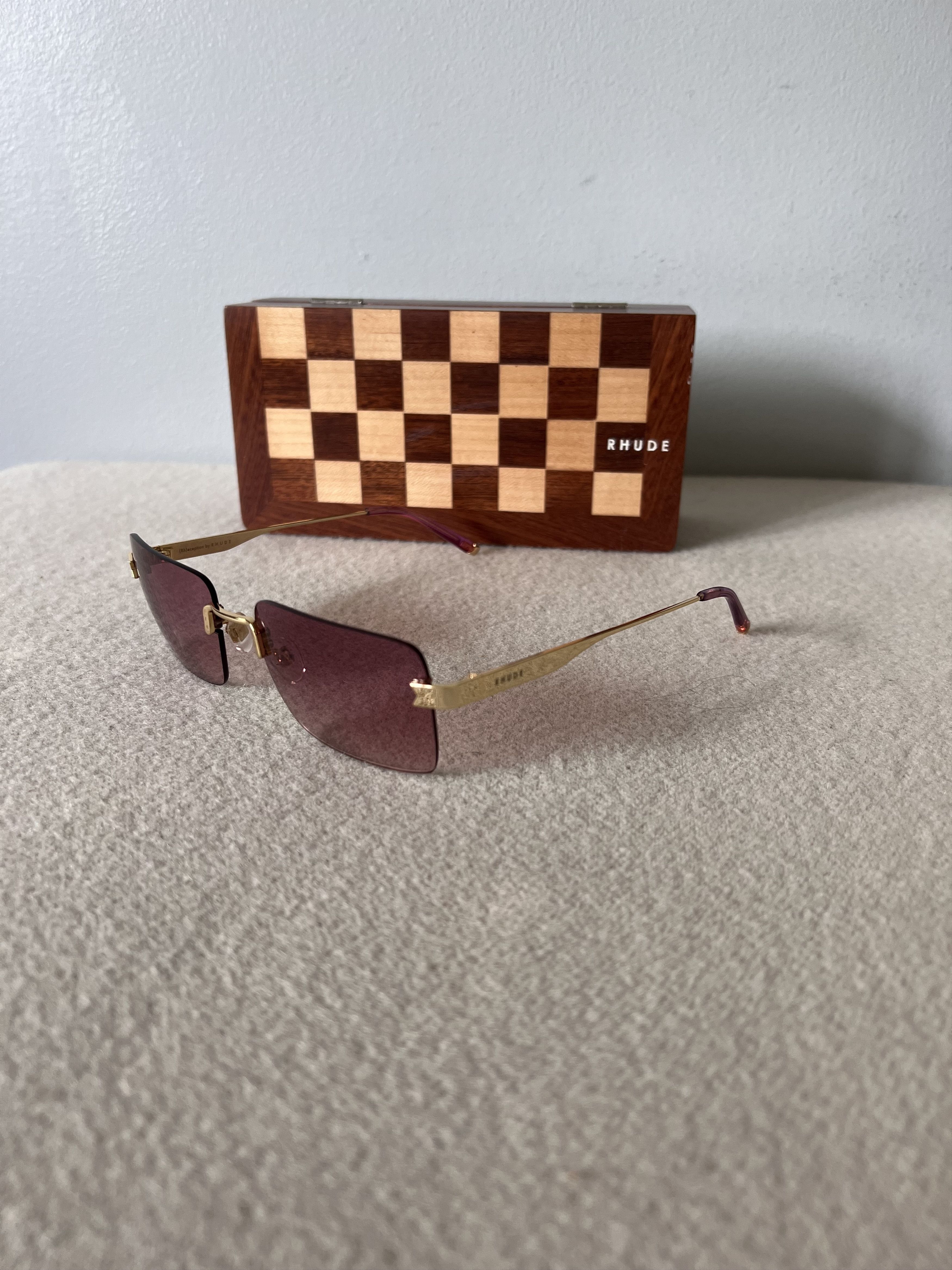 Rhude Rhude New Money Sunglasses in Gold with Rose Lens Size ONE SIZE - 1 Thumbnail
