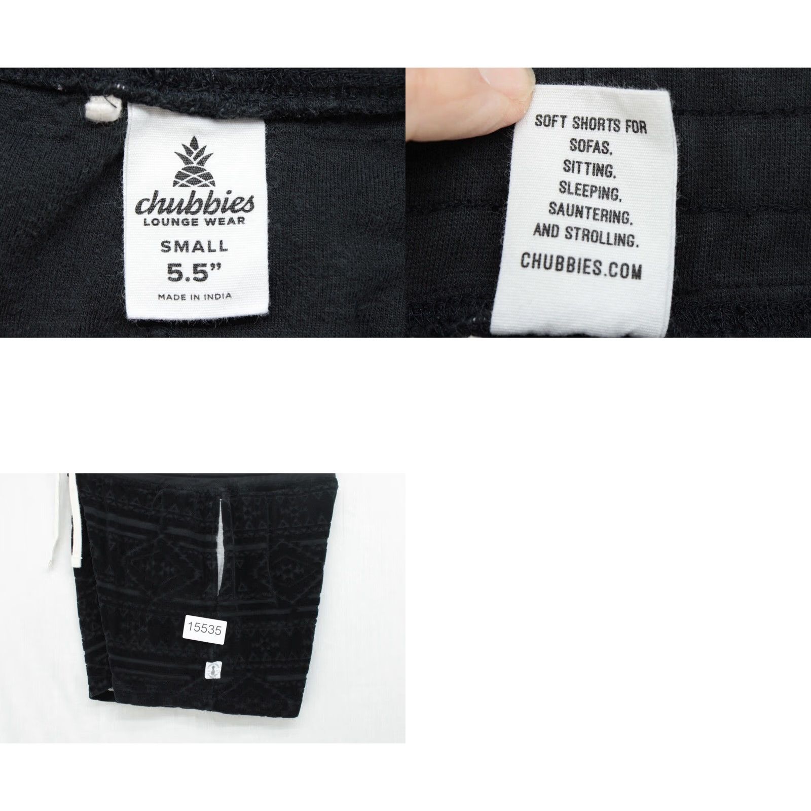 Chubbies Chubbies Lounge Shorts Women's Small Velour 5.5" The Crop Circles Cozy Black Pattern South western Pockets Drawstring Size 28" / US 6 / IT 42 - 8 Thumbnail