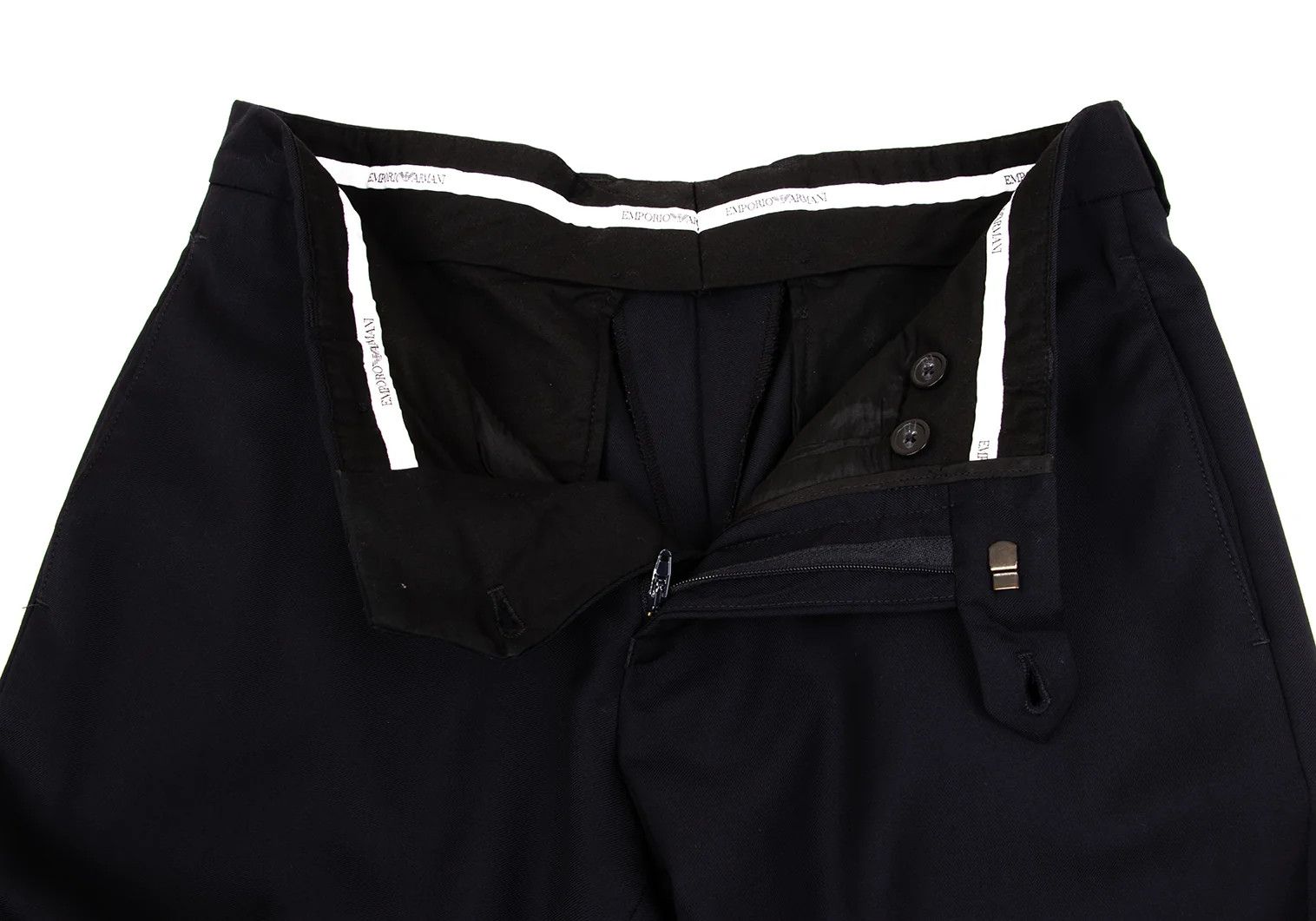 Emporio Armani Glossy Wool Tapered Slacks in Navy Size 46 Size US 30 / EU 46 - 5 Thumbnail