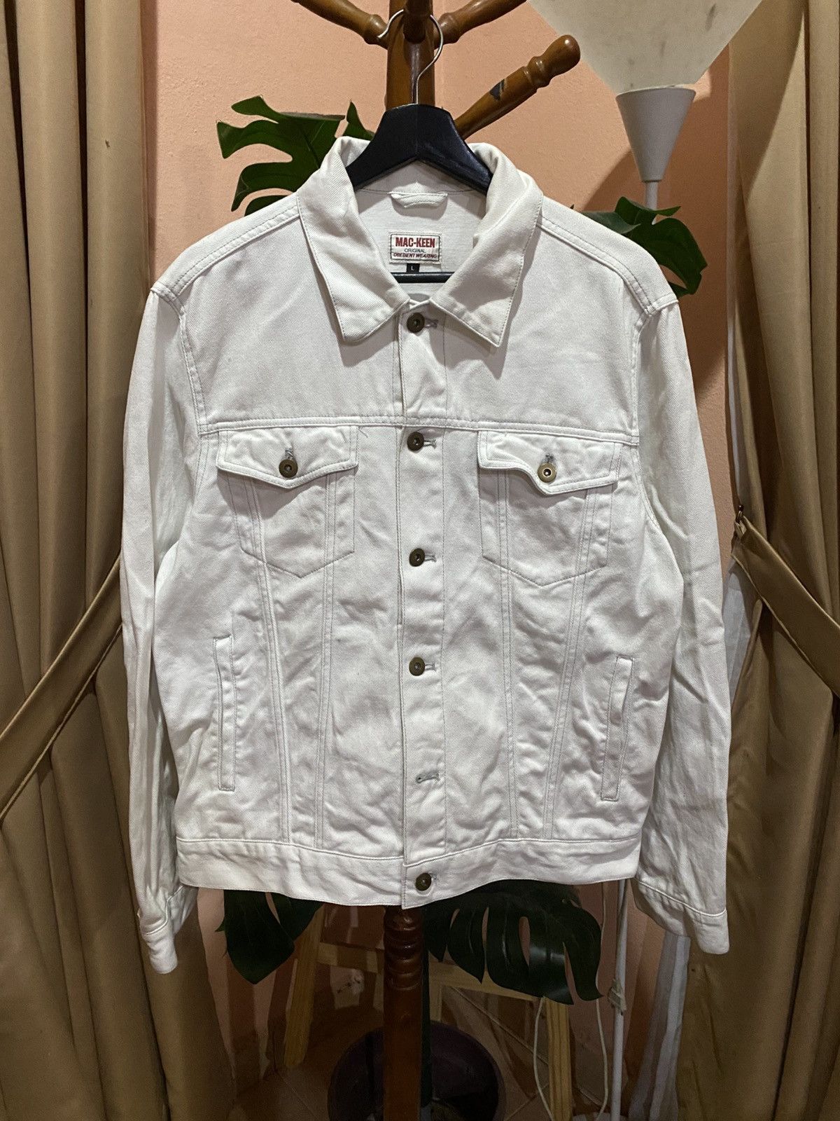 Vintage Vintage Mac-Keen White Denim Trucker Jacket– Japan Tag Size US L / EU 52-54 / 3 - 3 Thumbnail