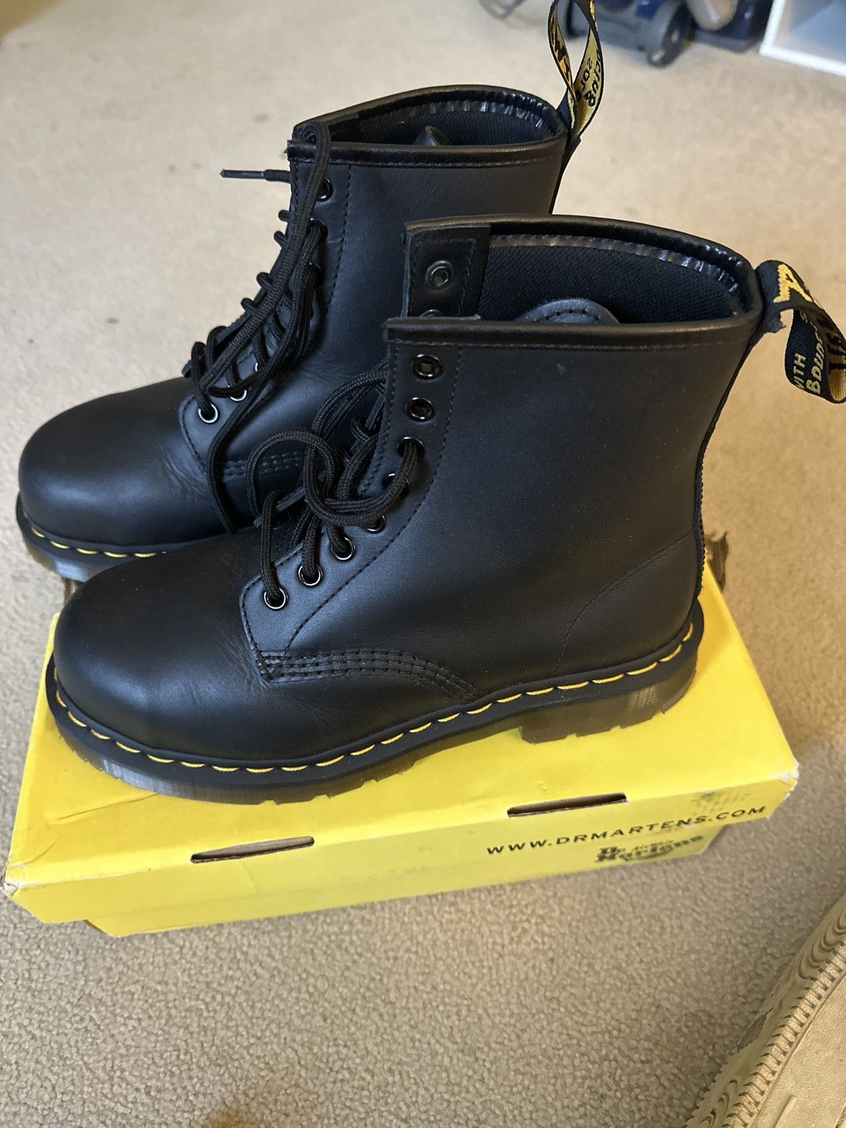 image of Steel Toe Dr Martens High Top Mens Shoes in Black (Size 8)