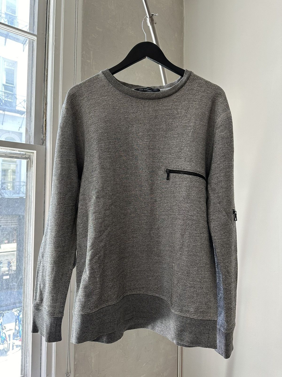 image of John Elliott John Elliot Zip Crew Neck in Grey, Men's (Size XL)