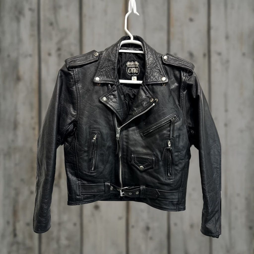 Vintage VINTAGE Hwy One Leather Motorcycle Jacket Coat Mens Size Medium Full Zip Black Leather Jacket Coat Casual, Workwear, Travel Mens Vintage 90s Size US M / EU 48-50 / 2 - 1 Thumbnail