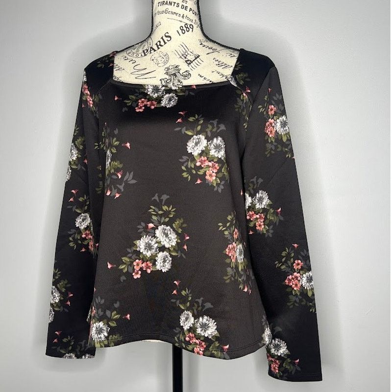 Other Square Neck Floral Long Sleeve Top Romantic Chic Feminine Size M / US 6-8 / IT 42-44 - 9 Thumbnail