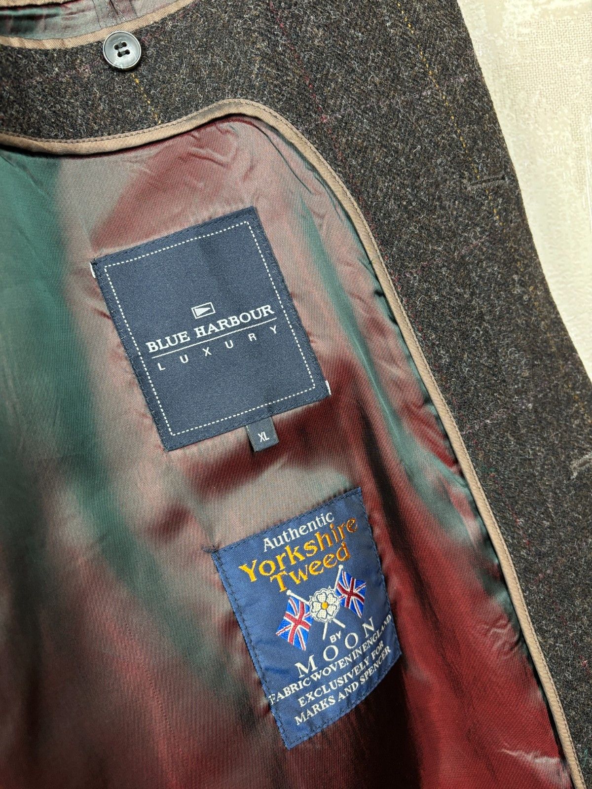 Marks & Spencer Blue Harbour M&S Yorkshire Tweed Moon Wool Coat Dark Brown Size US XL / EU 56 / 4 - 10 Thumbnail