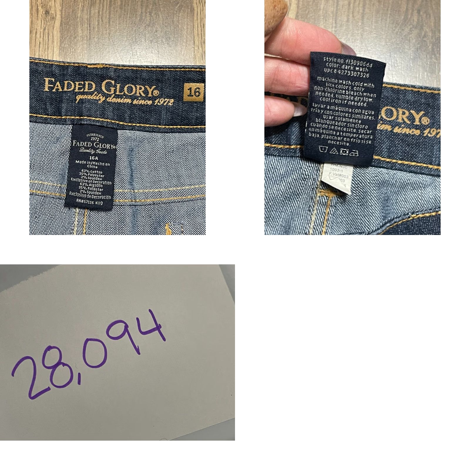 Faded Glory Faded Glory Jeans Women’s 16A Blue Denim Straight Leg Pockets Jeans Regular Inseam 30.5 in Vintage No Gender Women Size 38" / US 16 / IT 52 - 8 Thumbnail