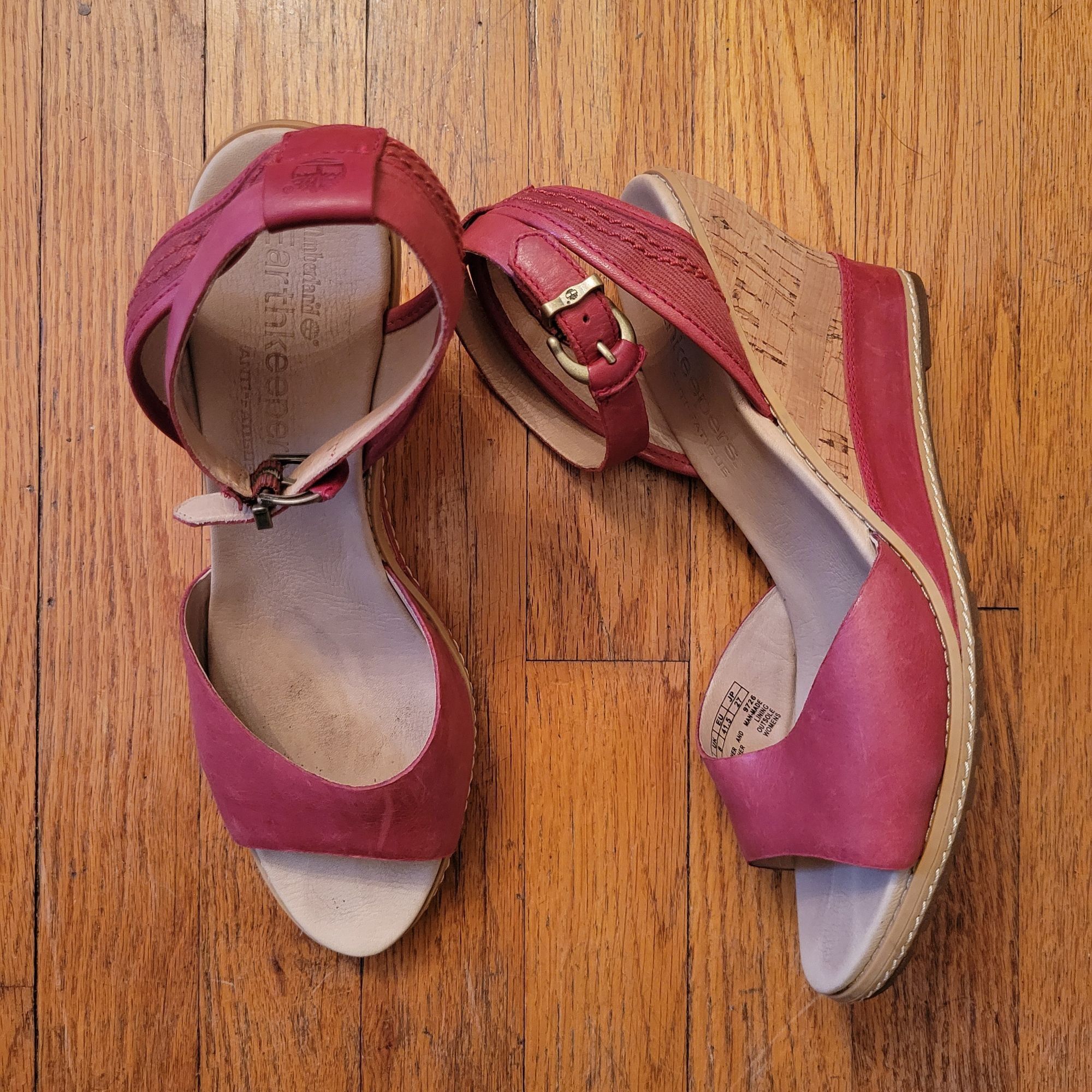 Timberland Timberland Earthkeepers Red Leather Cork Wedge Sandals 10 Op Size US 10 / IT 40 - 1 Thumbnail