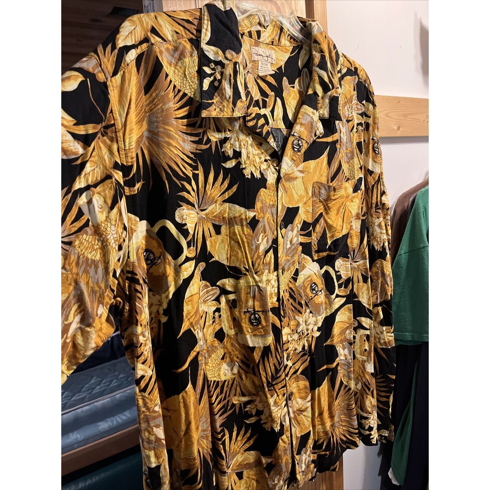 Panama Jack Panama Jack Men's 3XL Golden SS Button Rayon Hawaiian Shirt Size US XXL / EU 58 / 5 - 5 Thumbnail