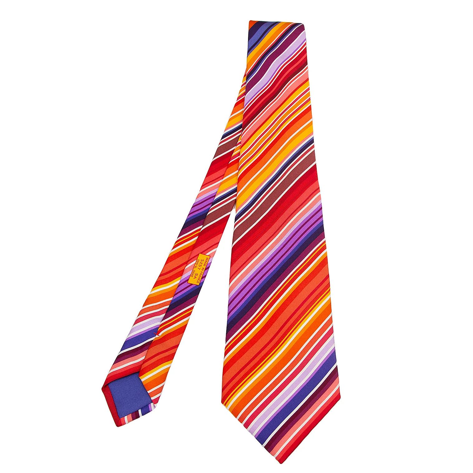 Hermes Colorful Regimental Tie in Multicolor Size ONE SIZE - 1 Thumbnail