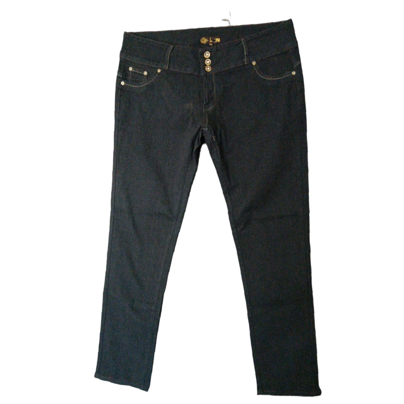 Vintage Unbranded Black Jeans 3 Button Closure Skinny Women's 21/22 Jeans 5-Pocket Denim Middle Rise Plus Size Slim Stretch 30 In Inseam 90s Theme Women's Size 42" / US 20 - 1 Thumbnail