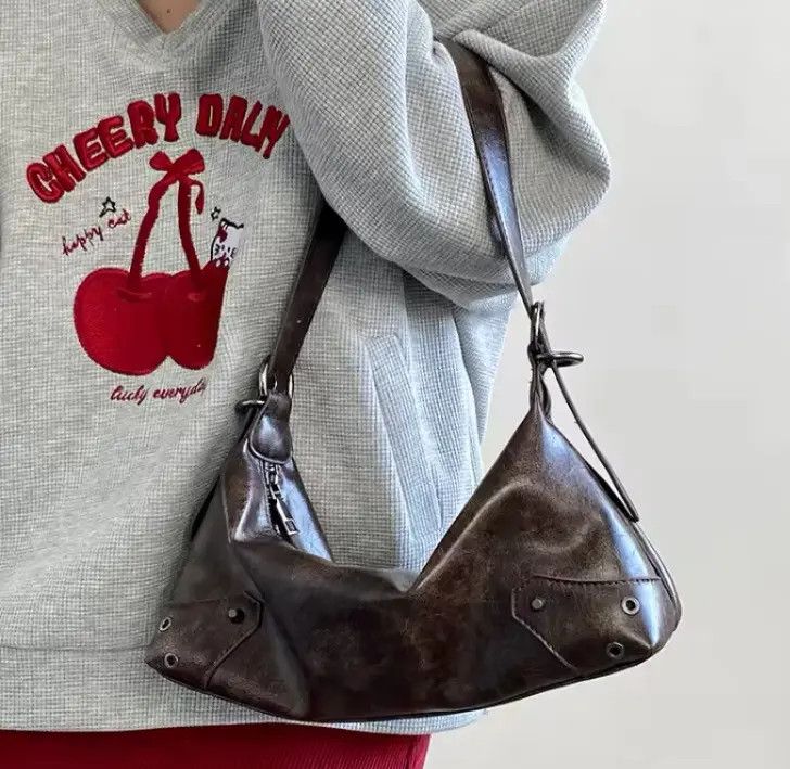 Japanese Brand Retro Style PU Leather Small Shoulder Bag y2k unisex Size ONE SIZE - 1 Thumbnail