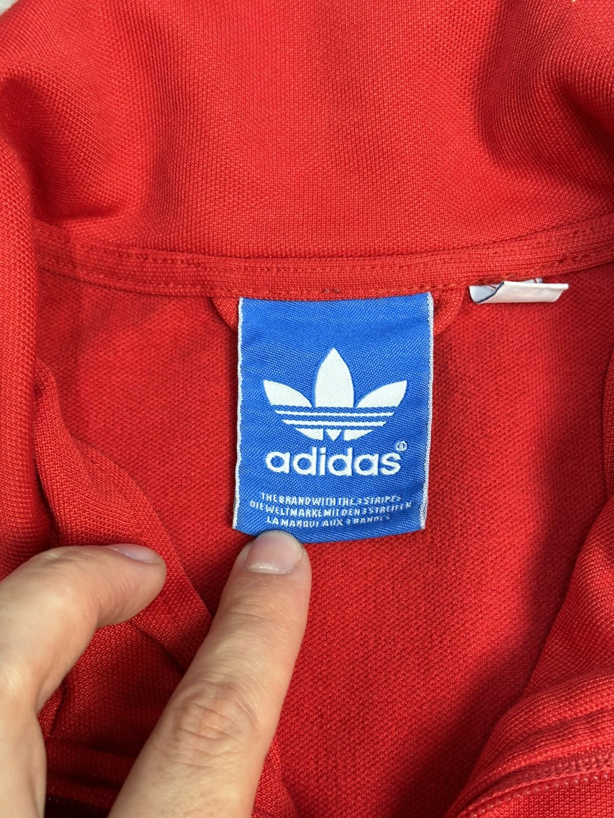 Adidas × Vintage Vintage Adidas Blokecore Track Jacket Red Big Logo Y2K Size US S / EU 44-46 / 1 - 11 Thumbnail