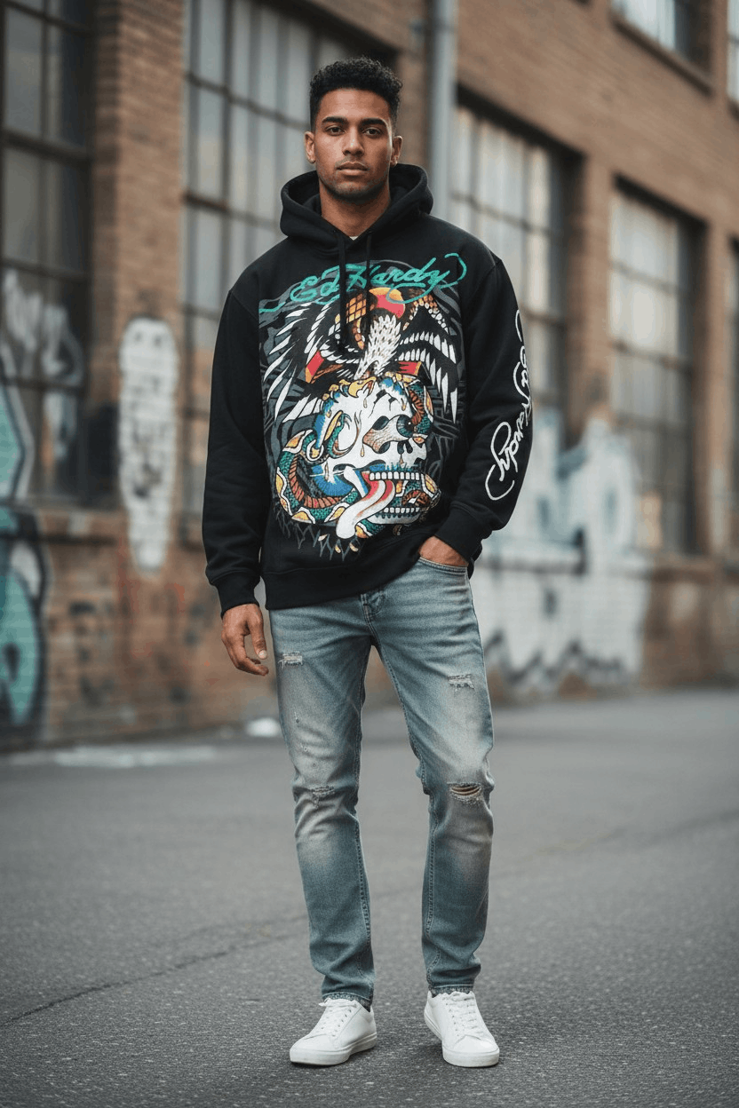 Ed Hardy NWT Ed Hardy Skull Script Eagle Pullover Hoodie Black Y2K MD Size US M / EU 48-50 / 2 - 7 Thumbnail