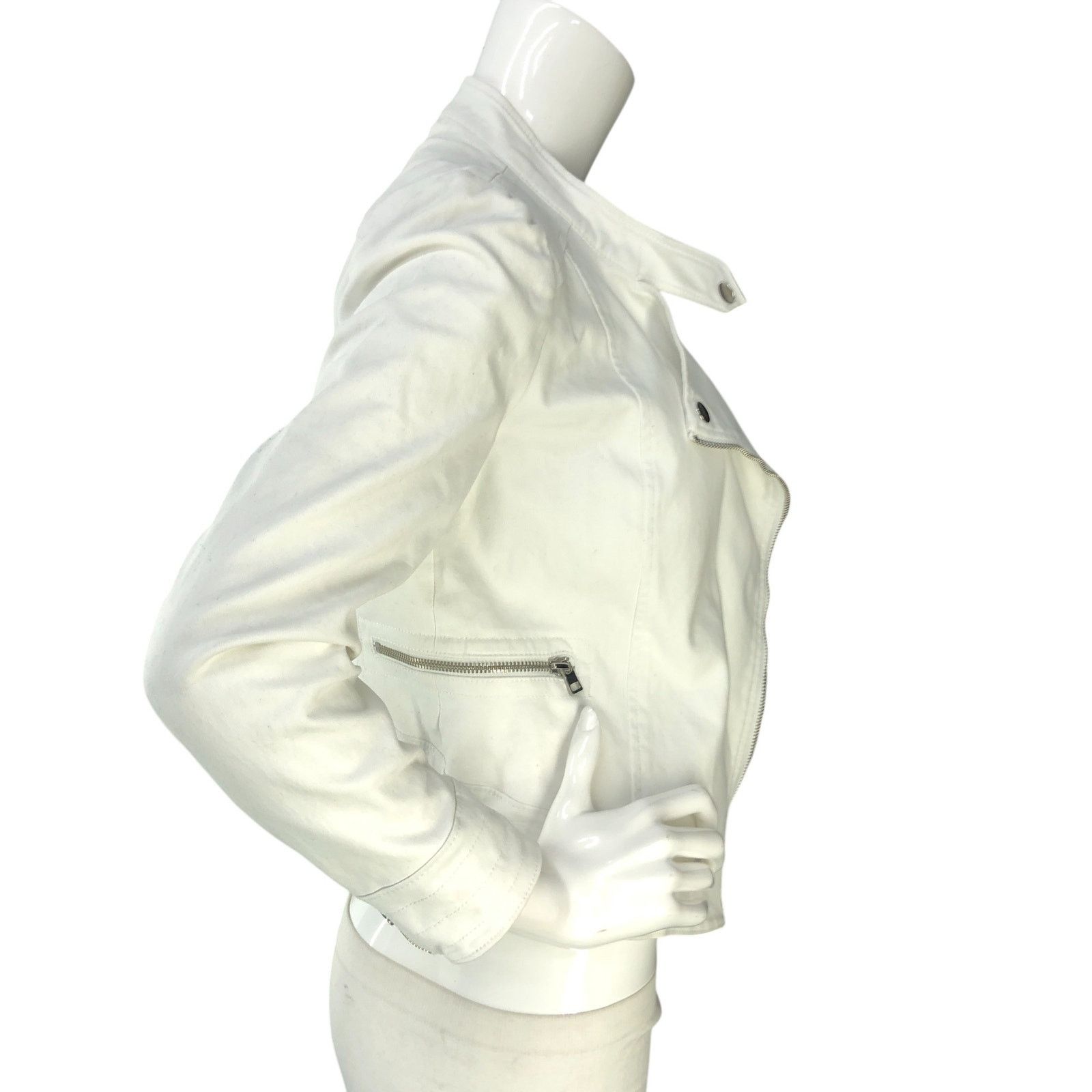 Banana Republic Banana Republic Sz XSP Jacket Soco Moto Cotton Stretch White Size XS / US 0-2 / IT 36-38 - 9 Thumbnail