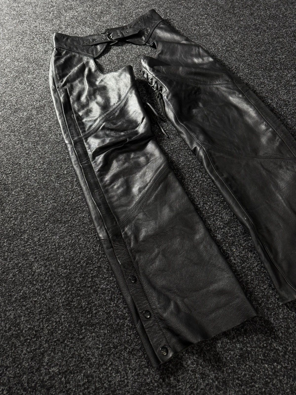 Leather Vintage 90s IXS 1990's Leather Moto Racing pants Chaps Size US 32 / EU 48 - 2 Thumbnail
