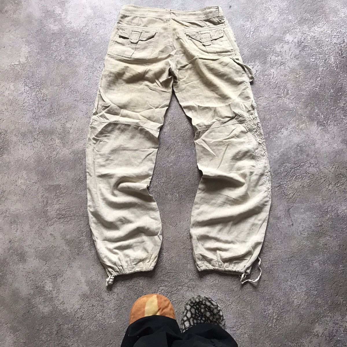 Vintage Vintage 90s Baggy Cargo Parachute Pants Streetwear Tan 29 Size 29" - 5 Thumbnail